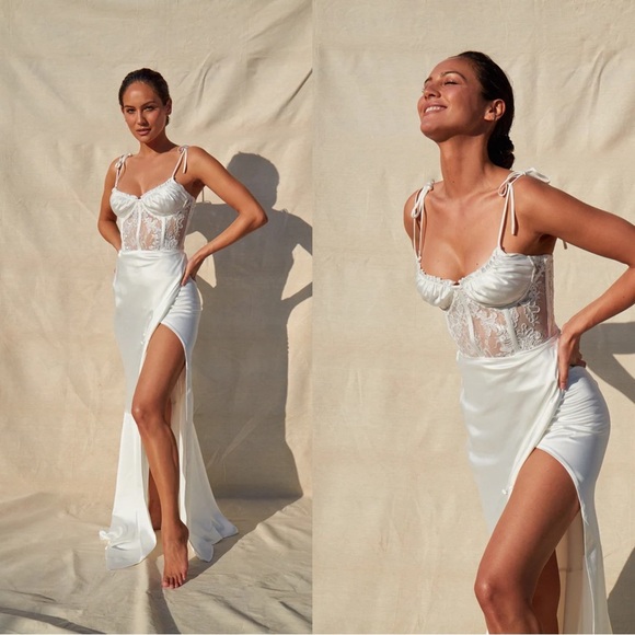 V. Chapman Calla Lily Gown White 2-Piece Corset & Maxi Bridal - Picture 1 of 6
